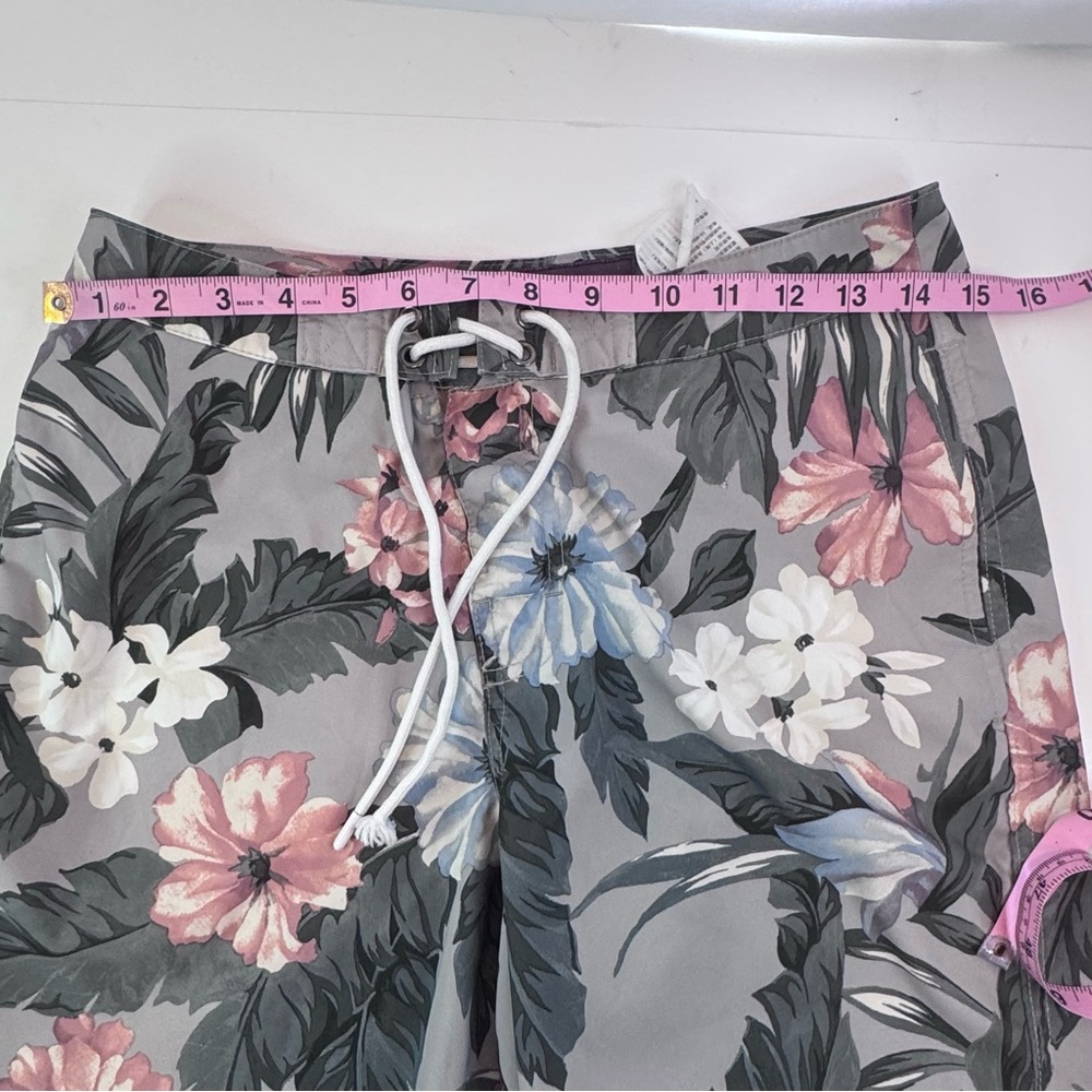 Abercrombie & Fitch Men’s Floral Swim Trunks Board Shorts Gray Pink Blue Size 28 - Picture 8 of 14